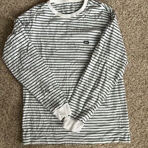 Vans Men's Classic Black and White Striped Long Sleeve Tee